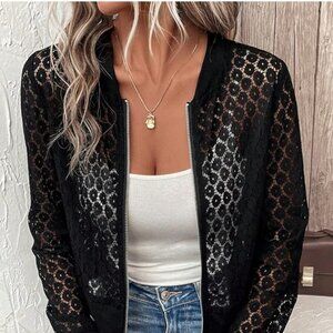 Elegant Black Lace Women's Jacket